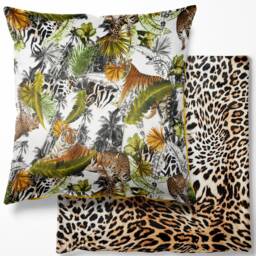 Velvet Cushion Cover, Tropical Wildlife Print, 18 Inch - thumbnail 3
