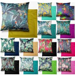 Velvet Cushion Cover, Tropical Wildlife Print, 18 Inch - thumbnail 2