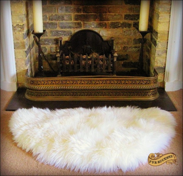 Faux Sheepskin Rug - Half Round Plush Shag Rug, Usa Made - image 1