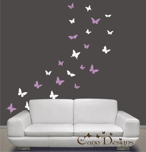 Butterflies Set Of 24, 2 Colors, Vinyl Wall Decals, Living Room, Nursery, Kids & Teens Removable Decals Stickers - image 1
