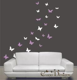 Butterflies Set Of 24, 2 Colors, Vinyl Wall Decals, Living Room, Nursery, Kids & Teens Removable Decals Stickers - thumbnail 1