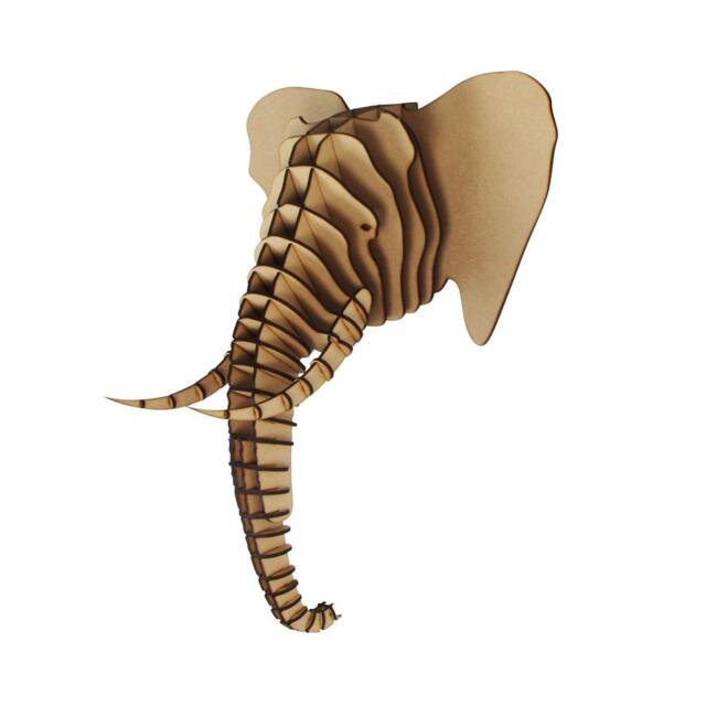 Large Wooden Elephant Head 3D Wall Art Home Decor - Laser Cut Mdf Hanging - image 1