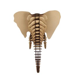 Large Wooden Elephant Head 3D Wall Art Home Decor - Laser Cut Mdf Hanging - thumbnail 2