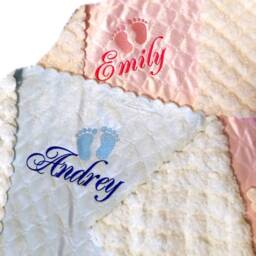 Personalized Plush Baby Blanket, Embroidered Name, Soft Snuggle Blanket - thumbnail 2