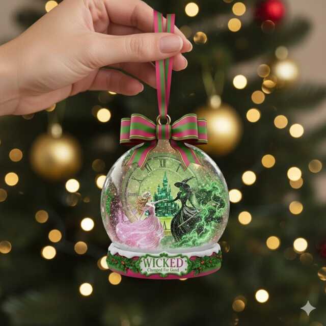 Personalized Wicked Changed For Good Ornament, Snow Globe Acrylic Glinda & Elphaba Christmas Decor, Wizard Of Oz Fan Gift - image 1