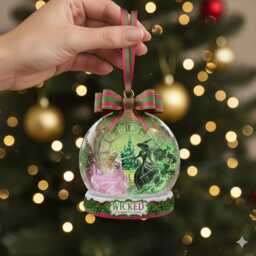 Personalized Wicked Changed For Good Ornament, Snow Globe Acrylic Glinda & Elphaba Christmas Decor, Wizard Of Oz Fan Gift - thumbnail 1