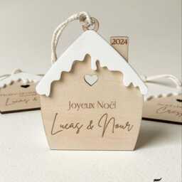 Personalized Wooden & Acrylic Christmas Ball, Decoration For Couples, Newlyweds, Family - thumbnail 3