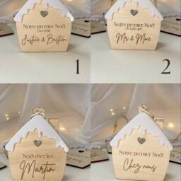 Personalized Wooden & Acrylic Christmas Ball, Decoration For Couples, Newlyweds, Family - thumbnail 2