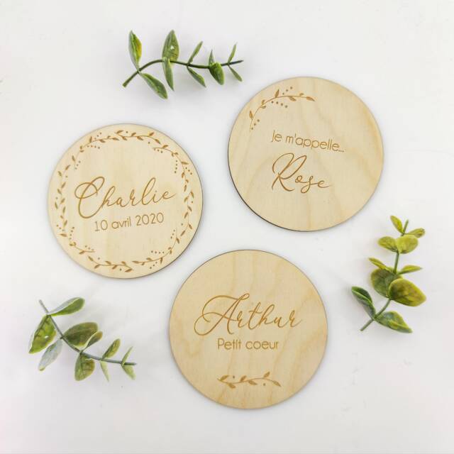 Birth Card, Welcome Baby, Personalized Wooden Announcement, Birth Gift, Future Mother Gift - image 1