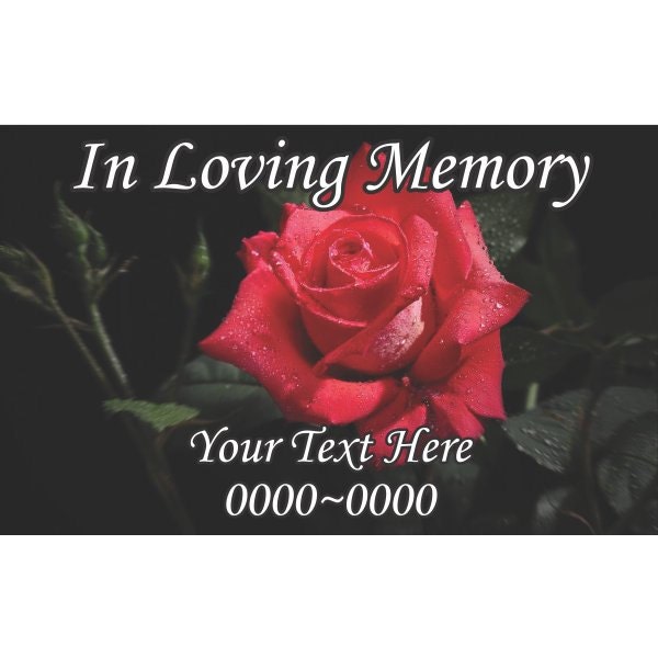Rose in Loving Memory Full Color Rectangle 015 Custom Vinyl Wall Decal Or Car Sticker - Ilmfullcolorrectangle015Et