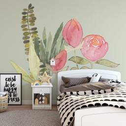 Watercolor Flower Bouquet Decals Blooms Peonies Removable Wall Decals Floral Decor Girls Baby Room Nursery Pink Peony Southern Charm - thumbnail 1