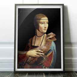 Lady With A Velociraptor - Original Renaissance-Jurassic Artwork Available As Poster & Canvas - thumbnail 1