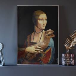 Lady With A Velociraptor - Original Renaissance-Jurassic Artwork Available As Poster & Canvas - thumbnail 2