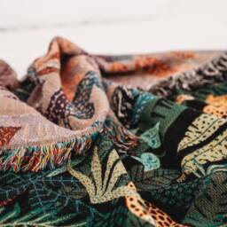 Luxury Leopard Print Woven Throw Blanket - Cozy Boho Couch Chic Bedroom & Living Room Decor Gift - thumbnail 2