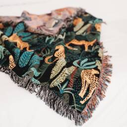 Luxury Leopard Print Woven Throw Blanket - Cozy Boho Couch Chic Bedroom & Living Room Decor Gift - thumbnail 3