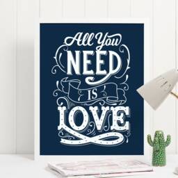 All You Need Is Love Quote Print Art Poster - Inspirational Motivational Wall Beatles Song - thumbnail 2