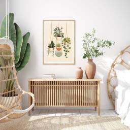 Hanging Greens Simplistic Boho Plants Wall Art Print Minimalist Grey Orange Home Decor - thumbnail 3