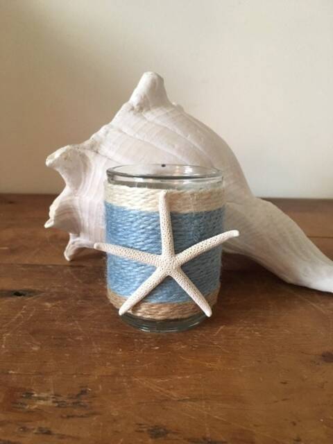 Beach Starfish Jute Votive Candle Holder Coastal Decor - image 1