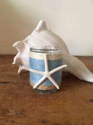 Beach Starfish Jute Votive Candle Holder Coastal Decor - thumbnail 1