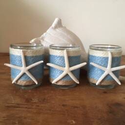 Beach Starfish Jute Votive Candle Holder Coastal Decor - thumbnail 2