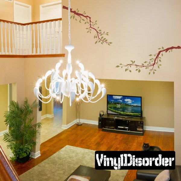 Floral Tree Branch Wall Decal - Fabric Vinyl Removable & Reusable Floralbranchuscolor009Et