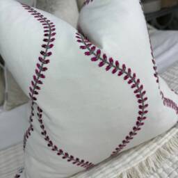Cushion Cover Fushia Embroidered Pillow Case, Sham Double Sided Modern John Lewis & Partners Fabric Contemporary - thumbnail 2