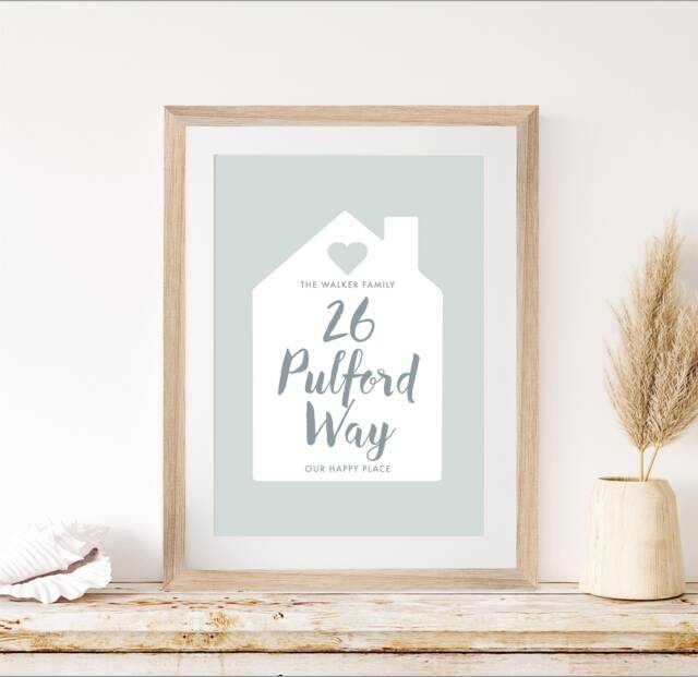 Personalised Home Address Unframed Print, Custom Made Gift For New Home, Map Of Home Personalised Address With Heart - image 1