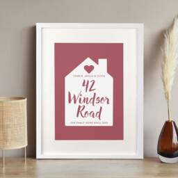 Personalised Home Address Unframed Print, Custom Made Gift For New Home, Map Of Home Personalised Address With Heart - thumbnail 3