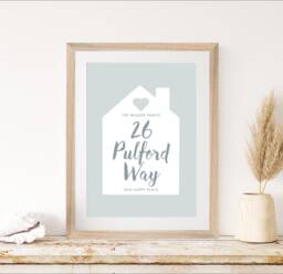 Personalised Home Address Unframed Print, Custom Made Gift For New Home, Map Of Home Personalised Address With Heart - thumbnail 1