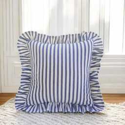 Bohemian Frill Linen Striped Pillow Cover - Different Color Options With Edges Lulu - thumbnail 3