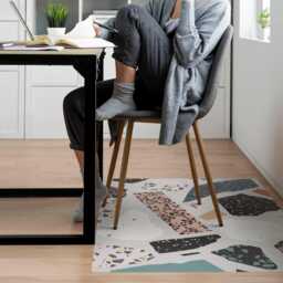 Abstract Mosaic Computer Chair Mat, Gray Office Pattern Vinyl Floor Protector, Protector - thumbnail 1