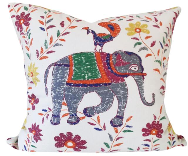 John Robshaw Elephant Pillow Cover Linen Blend Throw - image 1