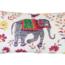 John Robshaw Elephant Pillow Cover Linen Blend Throw - thumbnail 2