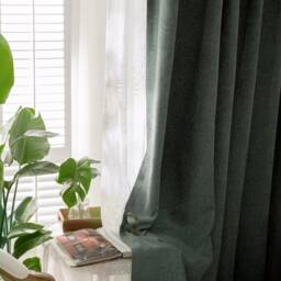 Im71, A Pair Of Forest Green Curtains, Heavy Weight Cotton Blend Curtains Living Room Drapery Panels, Bedroom Custom Made - thumbnail 4