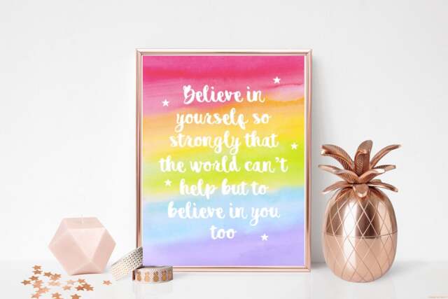 Believe in Yourself Print Colorful Motivational Wall Art - Unframed