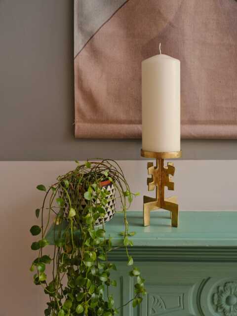 Ghanaian Ashanti Brass Big Pillar Candle Holder - image 1