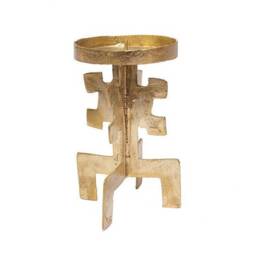 Ghanaian Ashanti Brass Big Pillar Candle Holder - thumbnail 3
