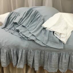 Duck Egg Blue Duvet Cover W. Mermaid Long Ruffle, Ruffle Bedding, Shabby Chic Bedding - thumbnail 3