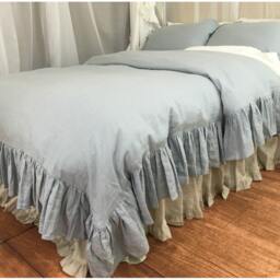 Duck Egg Blue Duvet Cover W. Mermaid Long Ruffle, Ruffle Bedding, Shabby Chic Bedding - thumbnail 2
