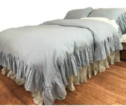 Duck Egg Blue Duvet Cover W. Mermaid Long Ruffle, Ruffle Bedding, Shabby Chic Bedding - thumbnail 1