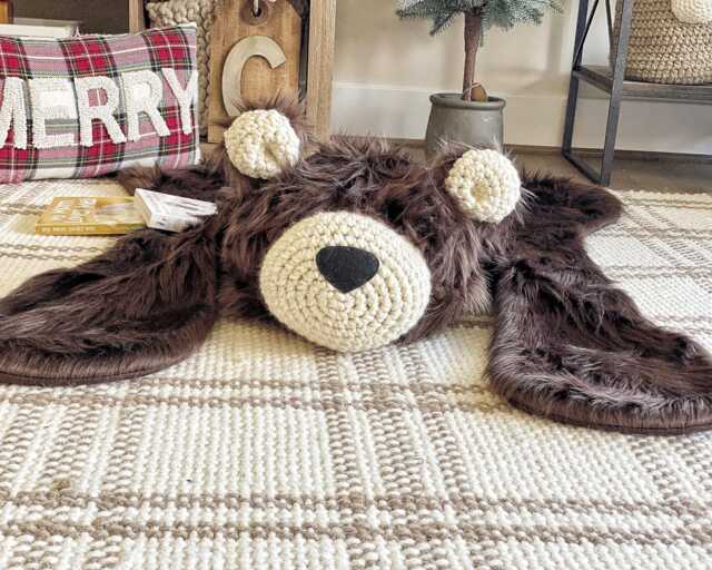 Brown Grizzly Bear Rug in Faux Fur For Woodland Nursery - image 1
