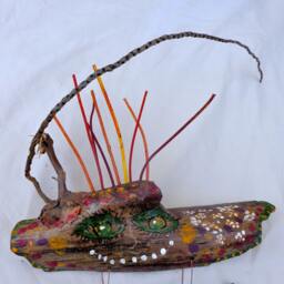 Beautiful Global Goddess Driftwood Sculpture Hand Made One Of A Kind Painted Found Objects Assemblege Recycle Fine Art Original Pop - thumbnail 4