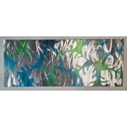 Down in The Jungle. Metal Wall Art, Teal Green Silver, Indoor Outdoor - thumbnail 4