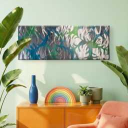 Down in The Jungle. Metal Wall Art, Teal Green Silver, Indoor Outdoor - thumbnail 3