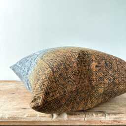 Handmade Hmong Pillow Cover Brown & Indigo Cotton Cushion - 20 Inch - thumbnail 3