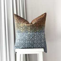 Handmade Hmong Pillow Cover Brown & Indigo Cotton Cushion - 20 Inch - thumbnail 4