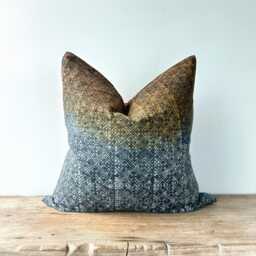 Handmade Hmong Pillow Cover Brown & Indigo Cotton Cushion - 20 Inch - thumbnail 1