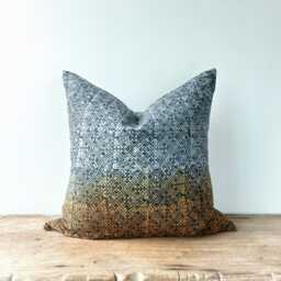 Handmade Hmong Pillow Cover Brown & Indigo Cotton Cushion - 20 Inch - thumbnail 2