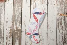 Vintage Joseph's Coat Quilt Christmas Stocking Shabby Chic Decor - thumbnail 1