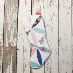 Vintage Joseph's Coat Quilt Christmas Stocking Shabby Chic Decor - thumbnail 3